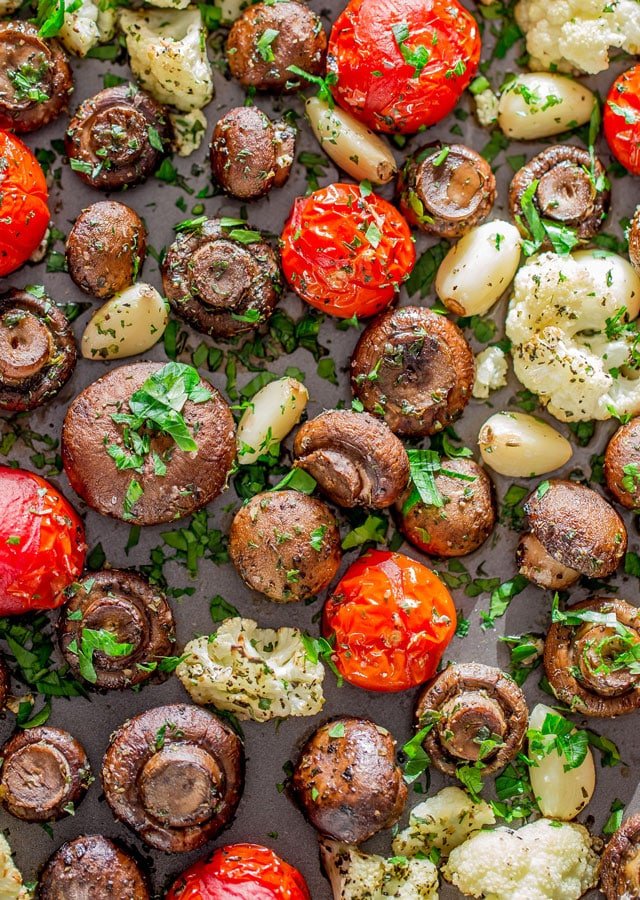 Italian roasted mushrooms and veggies